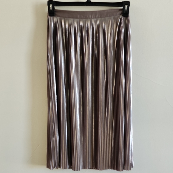 Banana Republic Metallic Pleated Midi Skirt - Silver Taupe - Picture 7 of 9